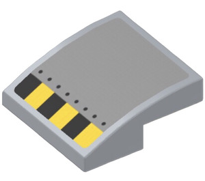 LEGO Medium Stone Gray Slope 2 x 2 Curved with Short Black and Yellow Stripes and Black Dots Sticker (15068)