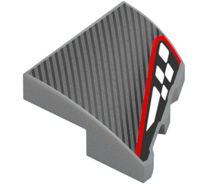 LEGO Medium Stone Gray Slope 2 x 2 x 0.6 Curved Angled Left with Red and Black and White (5095 / 106735)