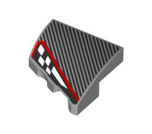 LEGO Medium Stone Gray Slope 2 x 2 x 0.6 Curved Angled Right with Red and Black and White (5093 / 106734)