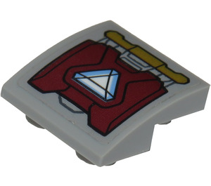 LEGO Gris pierre moyen Pente 2 x 2 x 0.7 Incurvé Inversé avec Triangulaire Arc Reactor sur Dark rouge Armor assiette Modèle Autocollant (32803)