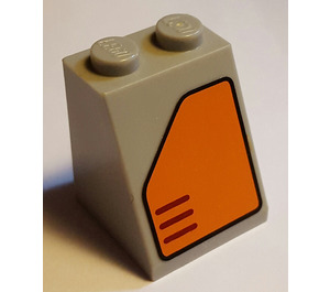 LEGO Gris pierre moyen Pente 2 x 2 x 2 (65°) avec Orange Panneau 7708 Autocollant avec tube inférieur (3678)