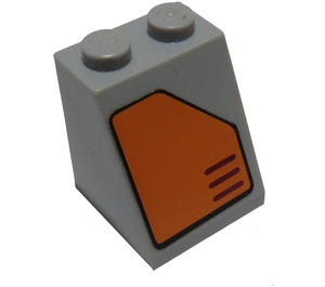 LEGO Mittleres Steingrau Steigung 2 x 2 x 2 (65°) mit Orange vent Aufkleber mit Unterrohr (3678)