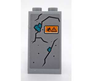 LEGO Medium Stone Gray Slope 2 x 2 x 3 (75°) with Black Cracks Sticker (Solid Studs) (98560)