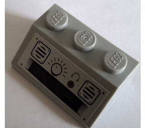 LEGO Medium Steengrijs Helling 2 x 3 (45°) met Radio Control en Loudspeaker Sticker (3038)