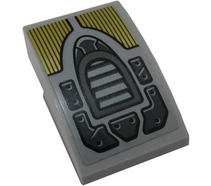 LEGO Medium Stone Gray Slope 2 x 3 Curved with Grille, Gold Decoration Sticker (24309)