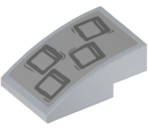 LEGO Gris pierre moyen Pente 2 x 3 Incurvé avec Minifigure Footprints Autocollant (24309)