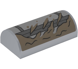 LEGO Medium Stone Gray Slope 2 x 4 Curved with Bars and Mud Splashes (Left) Sticker with Groove (6192)