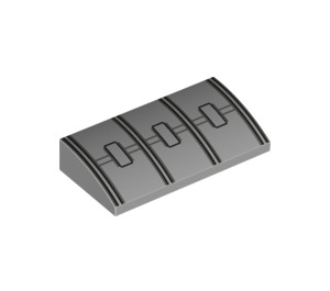 LEGO Medium Stone Gray Slope 2 x 4 Curved with Lines and Rectangles with Bottom Tubes (34444 / 61068)