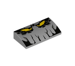 LEGO Gris pierre moyen Pente 2 x 4 Incurvé avec Osciller Affronter avec Jaune Yeux avec tubes inférieurs (29710 / 61068)