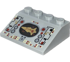 LEGO Medium Stone Gray Slope 3 x 4 (25°) with Control Panel with Gold Spaceship Sticker (3297)