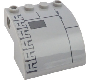 LEGO Gris pierre moyen Pente 4 x 4 x 2 Incurvé avec Hatch Modèle of SW Resistance Bomber (Droite Côté) Autocollant (61487)