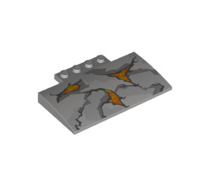 LEGO Gris pierre moyen Pente 5 x 8 x 0.7 Incurvé avec Cracks, Lava (15625 / 24805)