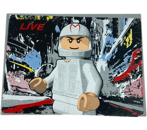 LEGO Medium Stone Gray Slope 6 x 8 (10°) with White Minifig Sticker (4515)