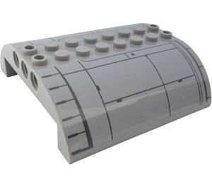 LEGO Medium Stone Gray Slope 8 x 8 x 2 Curved Double with Hatch Pattern of SW Resistance Bomber on Both Sides Sticker (54095)