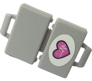 LEGO Medium Stone Gray Small Suitcase with Heart Sticker (4449)