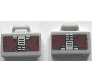 LEGO Mittleres Steingrau Klein Koffer mit Metal Plates Aufkleber (4449)