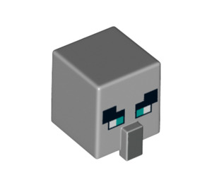 LEGO Medium Stone Gray Square Head with Nose with Pillager Face (23766 / 66798)