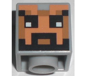 LEGO Medium Stone Gray Square Minifigure Head with Beard (Recessed Solid Stud) (3626)