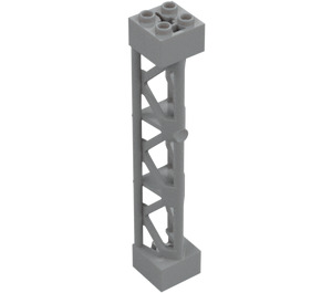 LEGO Medium steengrijs Support 2 x 2 x 10 Draagbalk Driehoekig Verticaal (Type 4 - 3 staanders, 3 secties) (4687 / 95347)