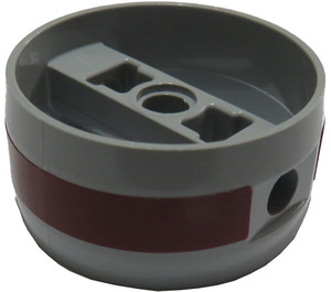 LEGO Medium Stone Gray Technic Cylinder with Center Bar with Dark Red Stripe around Sticker (41531)