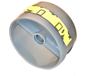 LEGO Medium Stone Gray Technic Cylinder with Center Bar with Light Yellow Stripe Sticker (41531)