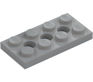 LEGO Medium Stone Gray Technic Plate 2 x 4 with Holes (3709)