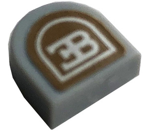 LEGO Gris pierre moyen Tuile 1 x 1 Demi Oval avec Bugatti logo Autocollant (24246)