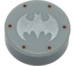 LEGO Medium Stone Gray Tile 1 x 1 Round with Batman Logo (35380 / 65308)