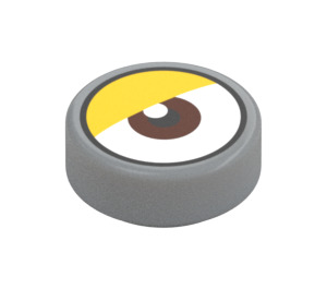 LEGO Medium Stone Gray Tile 1 x 1 Round with Eye and Orange Eyelid (35380 / 108463)