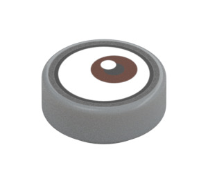 LEGO Medium Stone Gray Tile 1 x 1 Round with Eye with Brown (35380 / 69076)