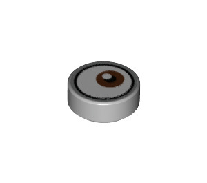 LEGO Medium Stone Gray Tile 1 x 1 Round with Eye with Brown (35380 / 69076)