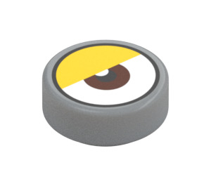 LEGO Medium steengrijs Tegel 1 x 1 Rond met Oog met Geel Eyelid (35380)