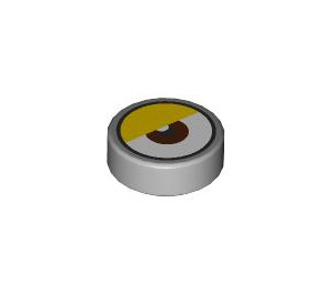 LEGO Medium Stone Gray Tile 1 x 1 Round with Eye with Yellow Eyelid (35380)