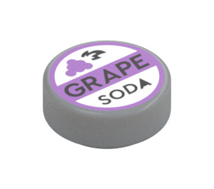 LEGO Keskitumma kivenharmaa Laatta 1 x 1 Pyöreä jossa "Grape Soda" (35380)