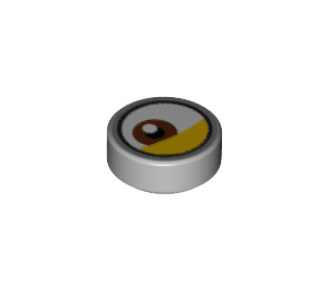 LEGO Medium Stone Gray Tile 1 x 1 Round with Left Brown Minion Eye with Yellow (35380 / 69071)