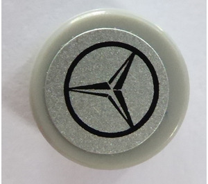 LEGO Medium Stone Gray Tile 1 x 1 Round with Mercedes Benz Logo Sticker (35380)