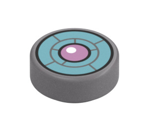 LEGO Medium Stone Gray Tile 1 x 1 Round with Purple Eye (35380 / 108456)