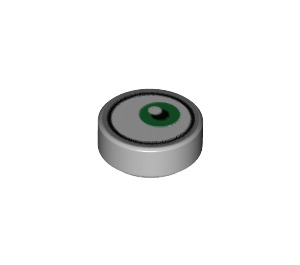 LEGO Medium Stone Gray Tile 1 x 1 Round with Right Green Minion Eye (35380 / 69070)