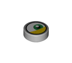 LEGO Medium Stone Gray Tile 1 x 1 Round with Right Green Minion Eye with Yellow (35380 / 69072)