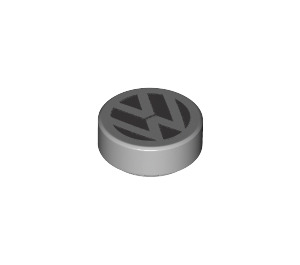 LEGO Medium Stone Gray Tile 1 x 1 Round with VW Logo (26866 / 98138)