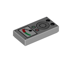 LEGO Medium Stengrå Bricka 1 x 2 med Audio Meter och Speaker med skåra (3069 / 99572)