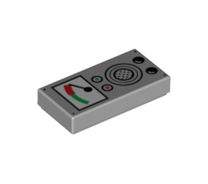LEGO Medium Stone Gray Tile 1 x 2 with Audio Meter and Speaker with Groove (3069 / 99572)