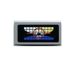 LEGO Medium steengrijs Tegel 1 x 2 met Crosshairs Targeting Screen Sticker met groef (3069)