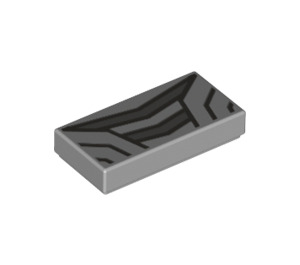 LEGO Medium Stone Gray Tile 1 x 2 with Cyborg Chest with Groove (3069 / 36737)