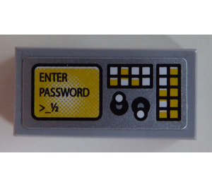 LEGO Medium Steengrijs Tegel 1 x 2 met Enter Password Screen en Toggles Sticker met groef (3069)