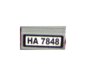 LEGO Medium Stone Gray Tile 1 x 2 with 'HA 7848' Sticker with Groove (3069)