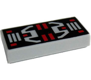 LEGO Medium Stone Gray Tile 1 x 2 with Red and Medium Stone Gray Controls and Stripes with Groove (3069)