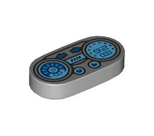 LEGO Medium Stone Gray Tile 1 x 2 with Rounded Ends with Speedometer Gauges with “9” and “92” (1126 / 104316)