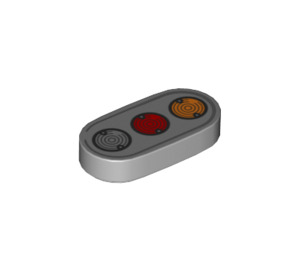 LEGO Medium Stone Gray Tile 1 x 2 with Rounded Ends with Traffic Lights (1126 / 100665)