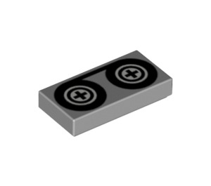 LEGO Medium Stone Gray Tile 1 x 2 with Tape Reels with Groove (81466)